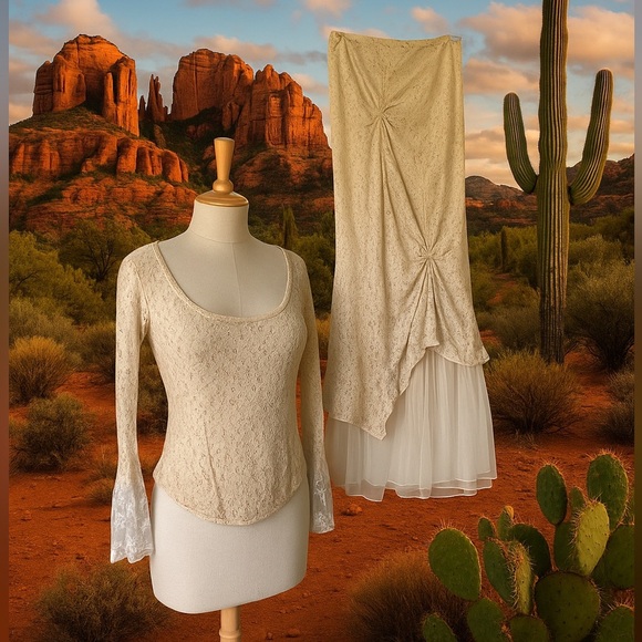 Marikka Nakk Cowgirls Vintage 3 piece skirt western whimsy saloon coquette S - Picture 1 of 8